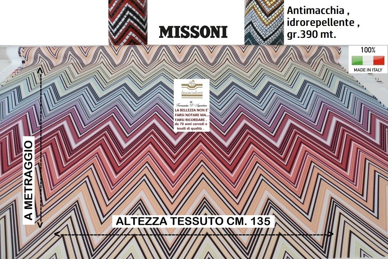 Fabric MISSONI zig-zag by the meter height 135 cm. water-repellent