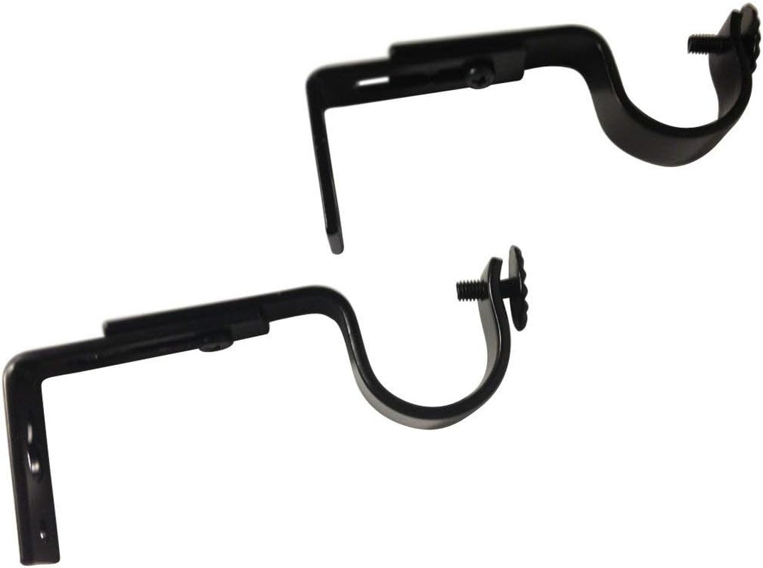 Adjustable Curtain Rod Brackets – Black (Set of 4) Curtain Rod Holder