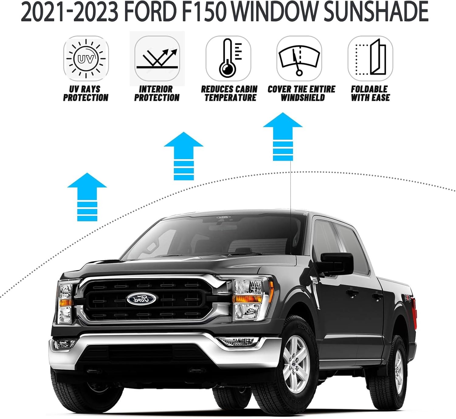 Side Window Sun Shade 4-Pack Fit 2021-2025 Ford F150 Crew Cab UV Block Heat