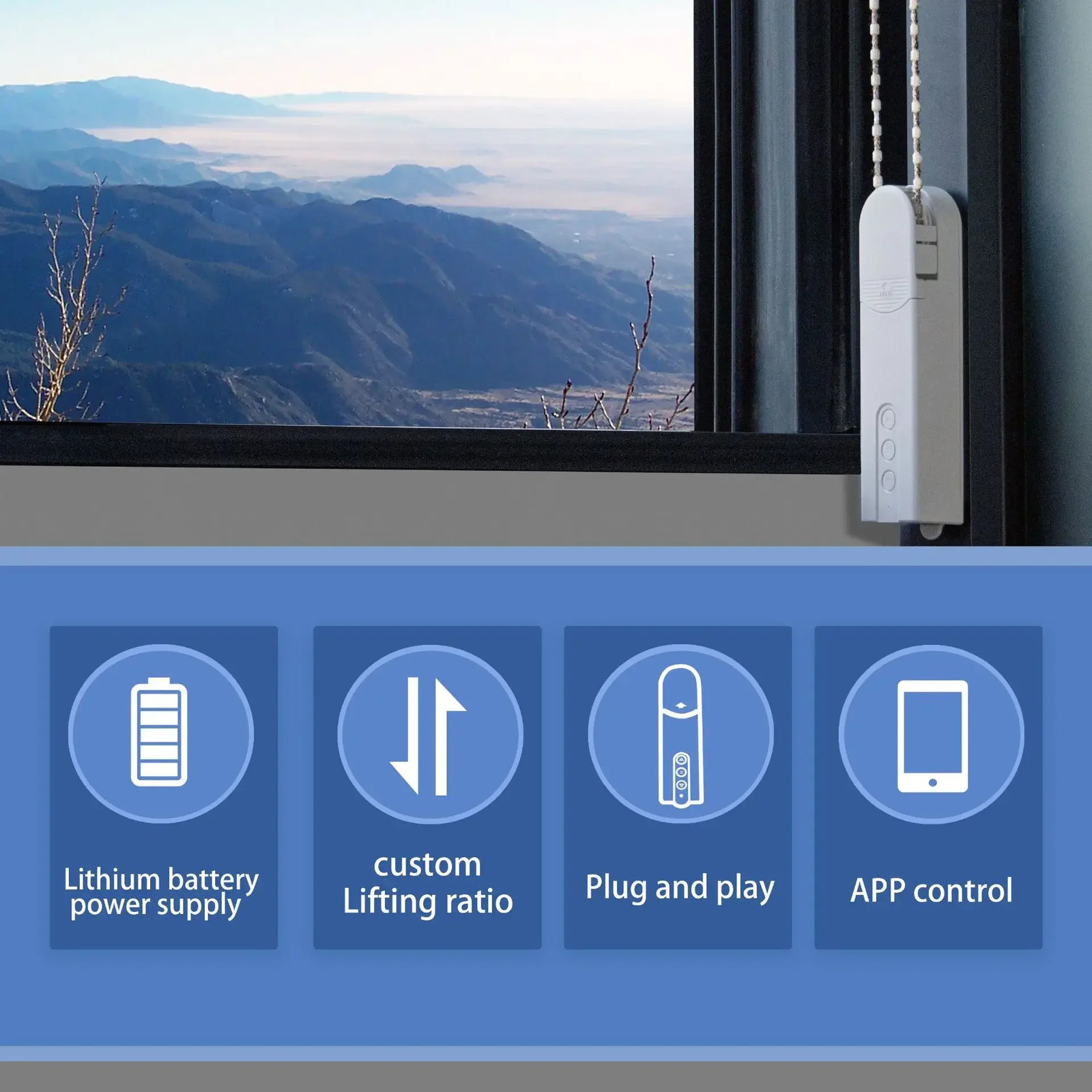 Tuya Motorized Roller Blinds with Bluetooth Remote and Voice Control Compatible
