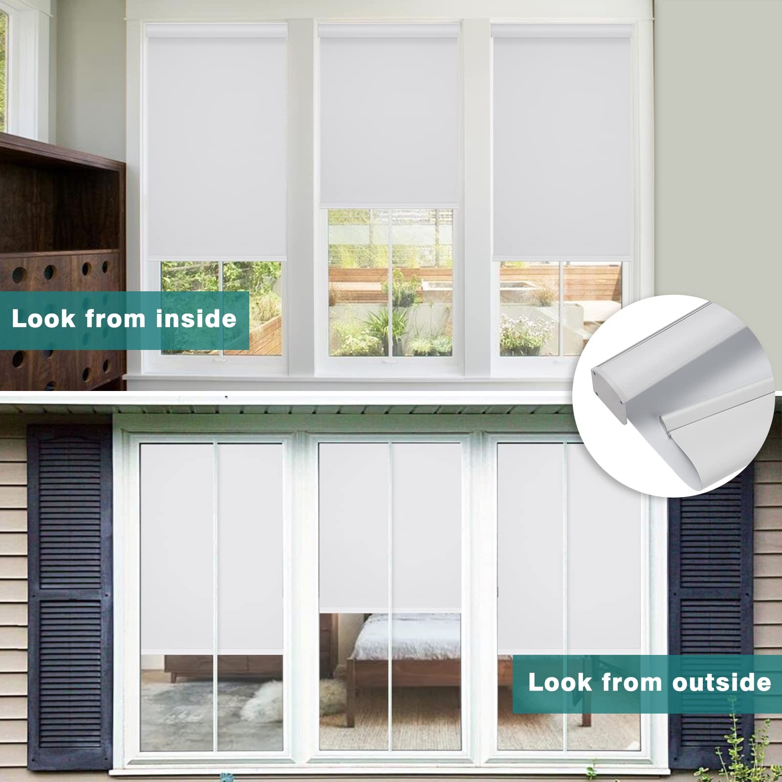 Changshade Cordless Blackout Roller Shades 25″ W x 72″ H White ROL25WT72D