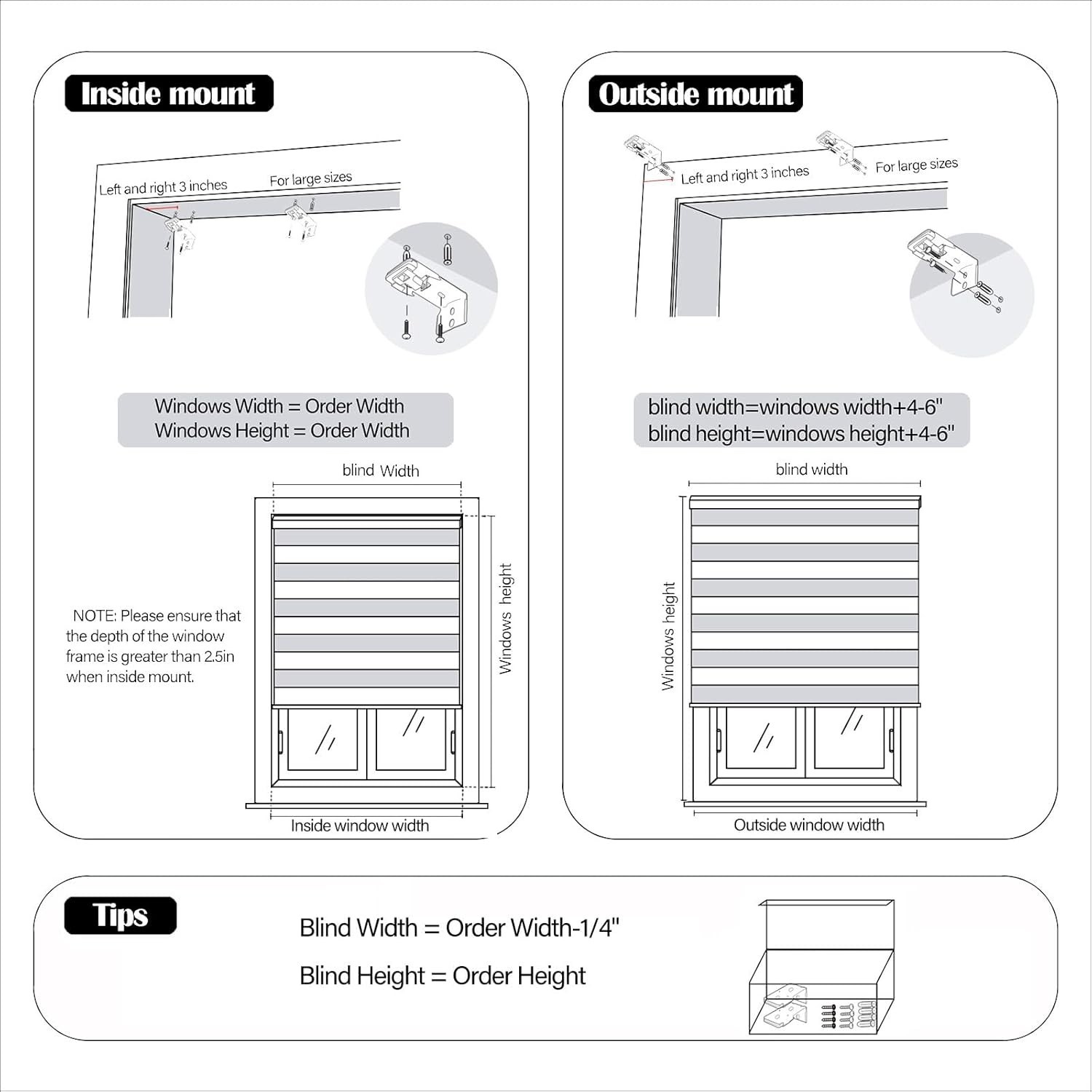 Sunmaintain Zebra Blinds for Windows (47″ W x 72″ H, White) Corded Dual Layer