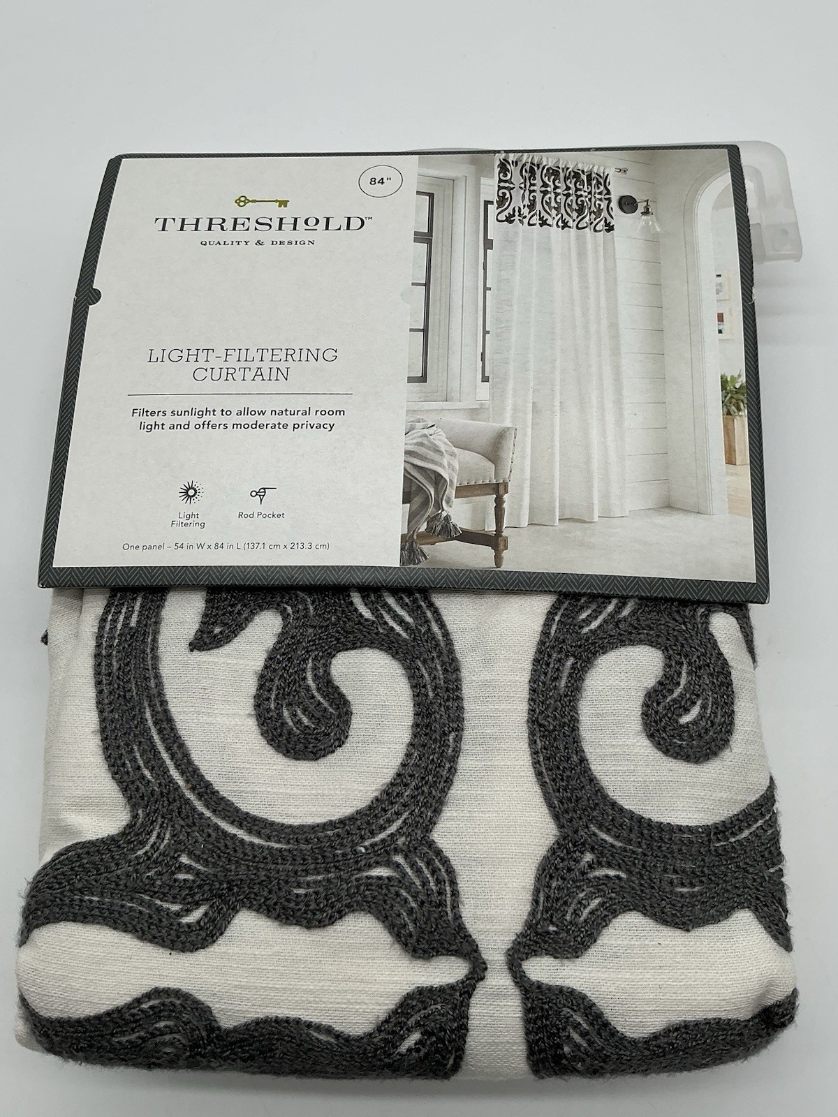 Threshold Quality and Design Light- Filtering Curtain One Panel 54×84 Inches