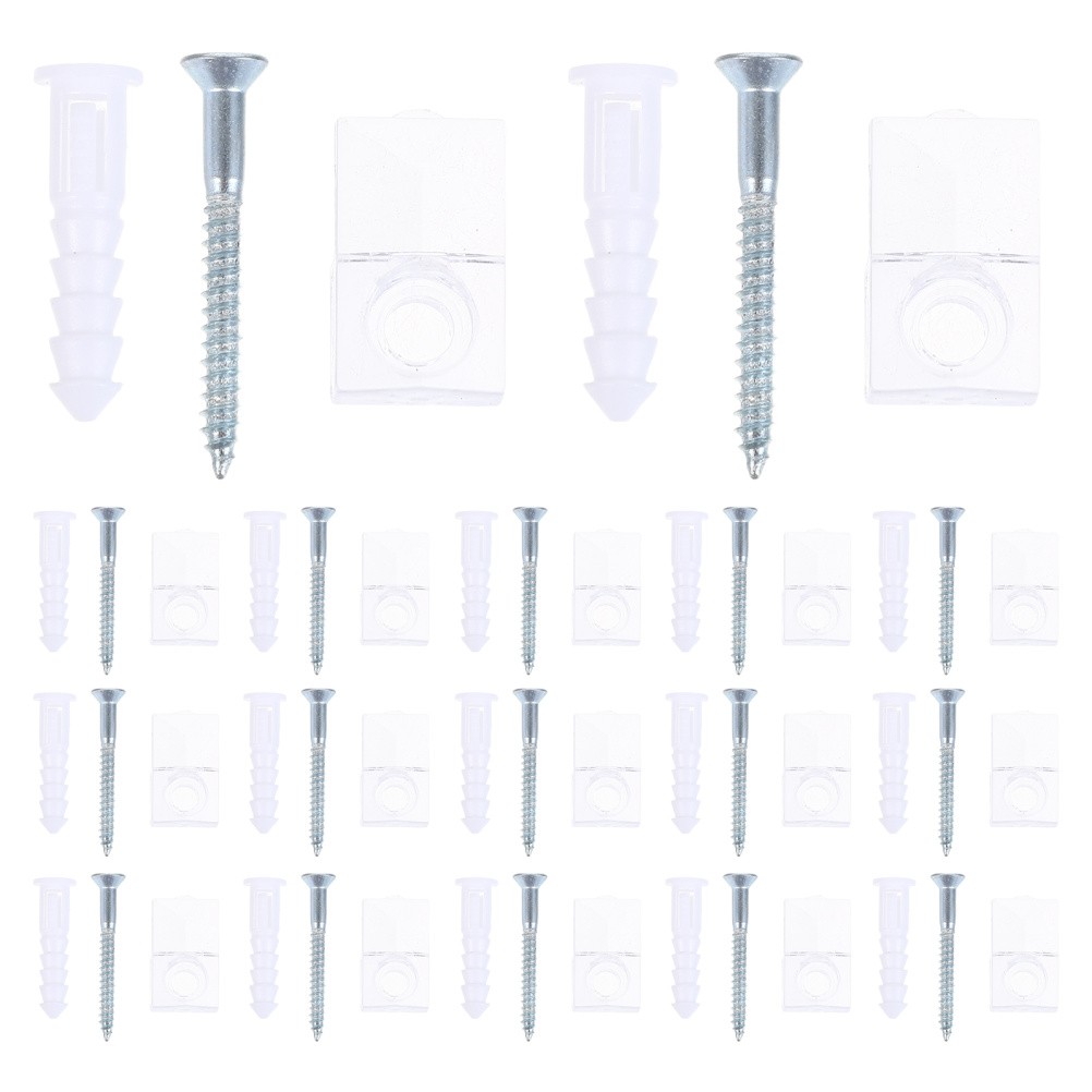 30 Sets Glass Plastic Retaining Clip Cabinet Fasteners Mirror Holders