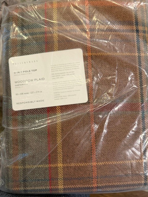 Pottery Barn Set of 2 Woodrow Plaid Curtains 50″ x 108″ 2 Sets Available!