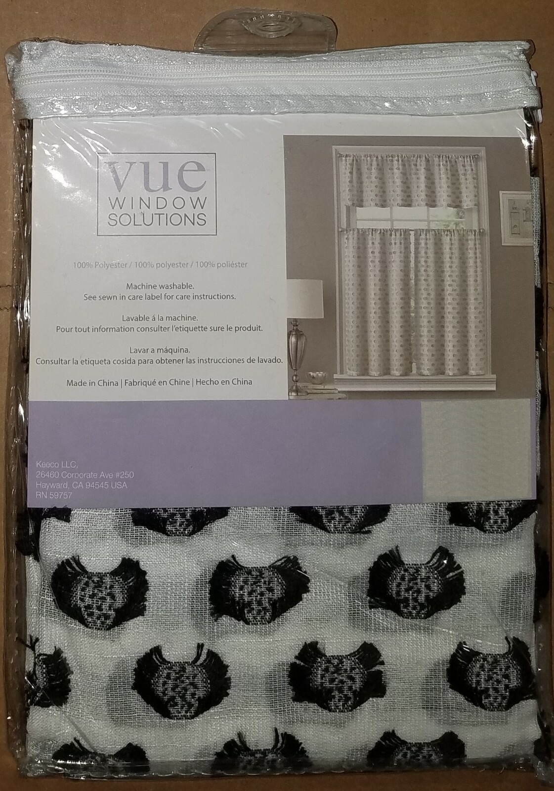 Vue Window Solutions Modo Curtain Tier Pair Bathroom Living Room 26 in x 36 in
