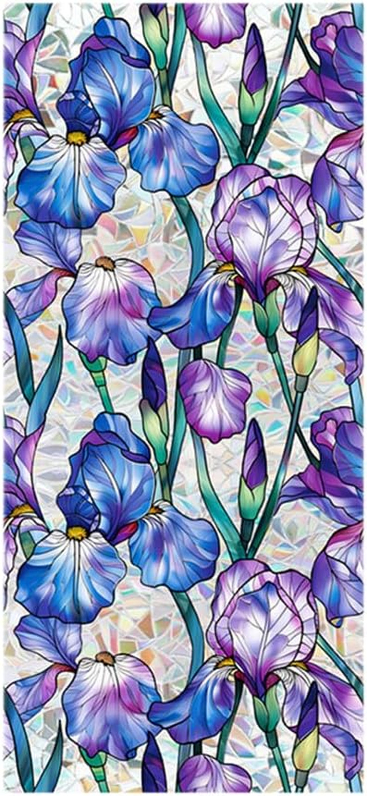 Purple Iris Flowers Sunroof Film Floral Rainbow Effect Static Clings Window Priv