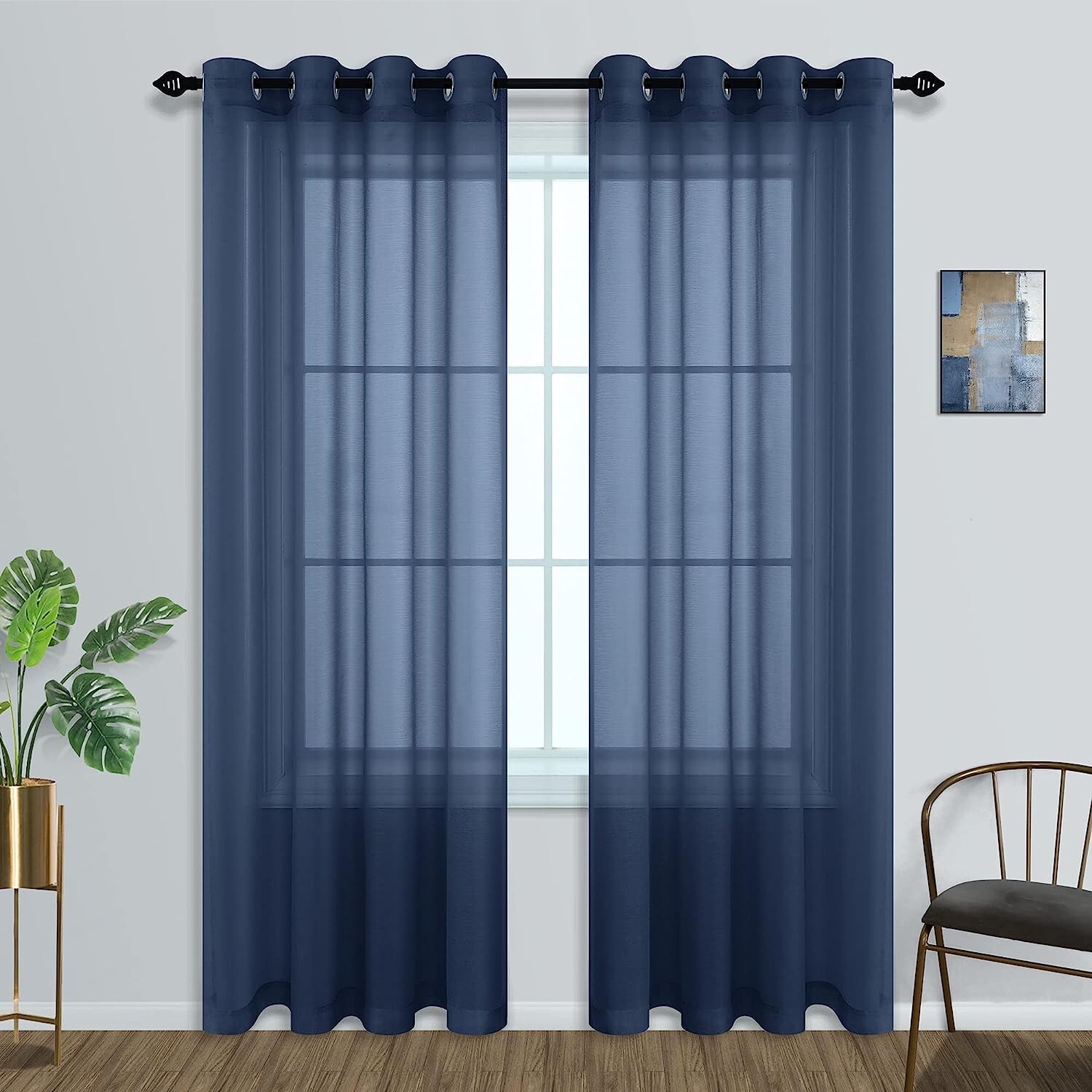 NEW Mrs. Naturall Navy Blue 52 x 96 Inch Curtains Set of 2 Panels Grommet Window