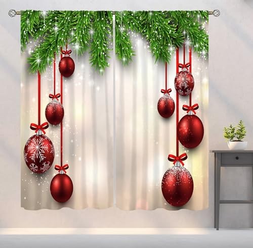 Curtains for Home Party Decor, Xmas Winter 20″W x 45″L (Pack of 2) Christmas