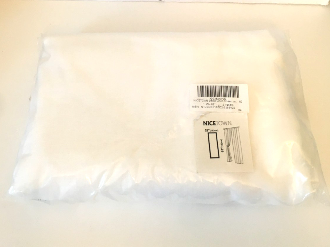 Nicetown White Linen Texture 52 x 63 Inch Pack Of 2 Panels