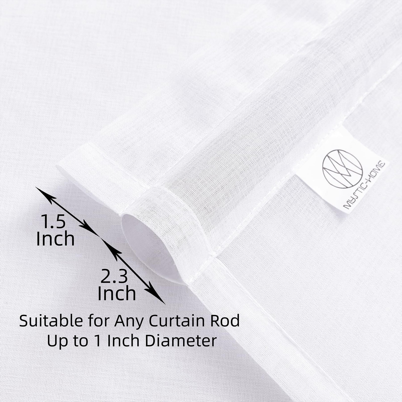 MYSTIC-HOME Sheer Curtains White 45 Inch 52″W x 45″L (Pack of 2),