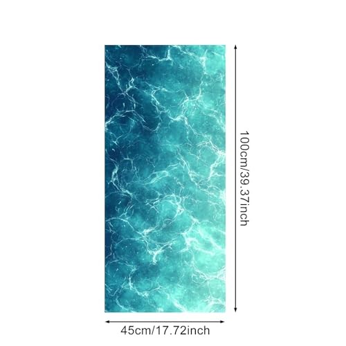 Stained Glass Window Film 17.7×39.3 inch Water Texture Deep Blue Water Surface