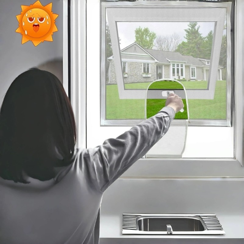 Customizable Window Netting Adhesive Mesh Screen Zippers Opening