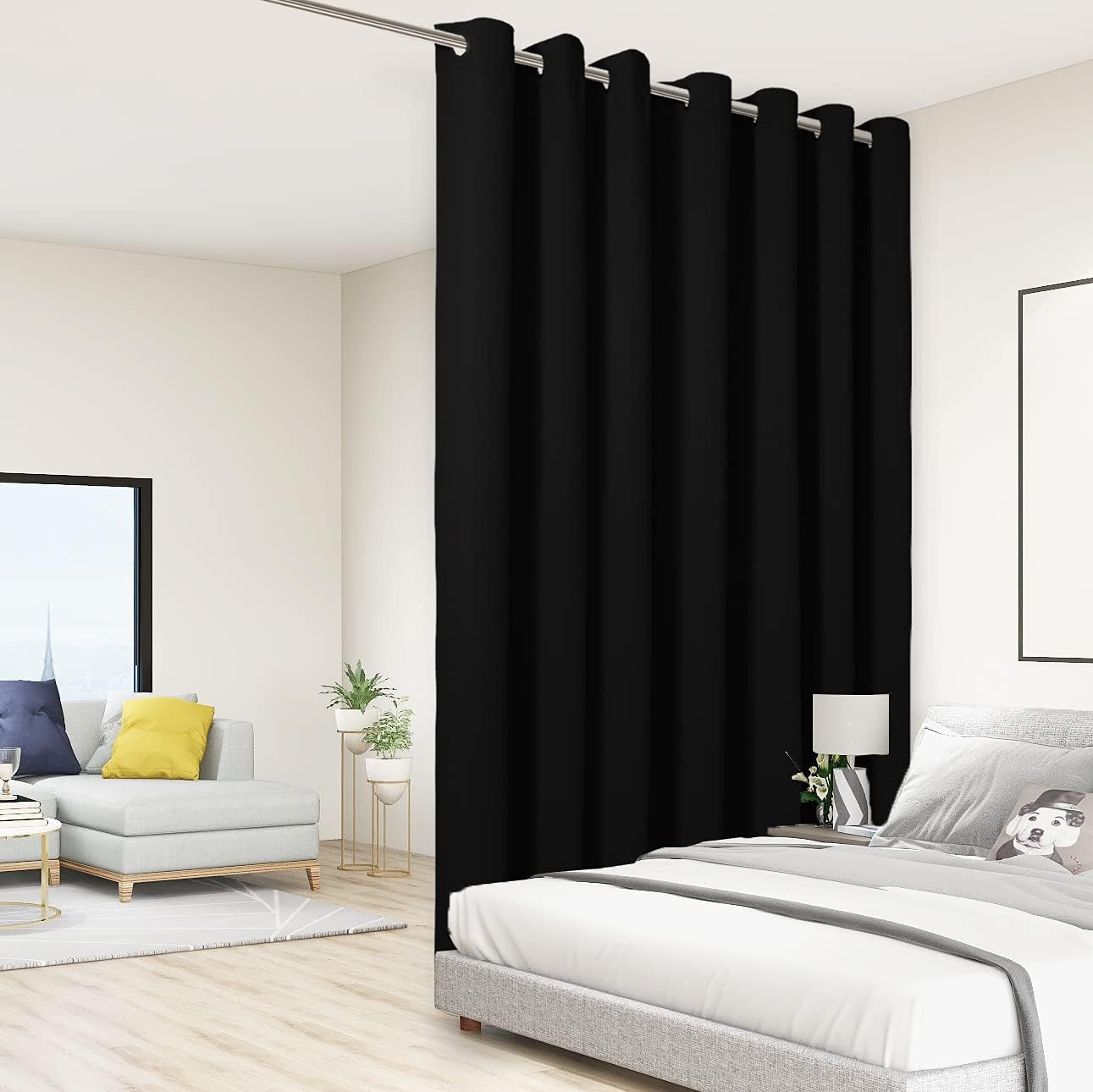 BONZER Room Divider Curtain Grommet Thermal Insulated Wide Blackout Curtains for
