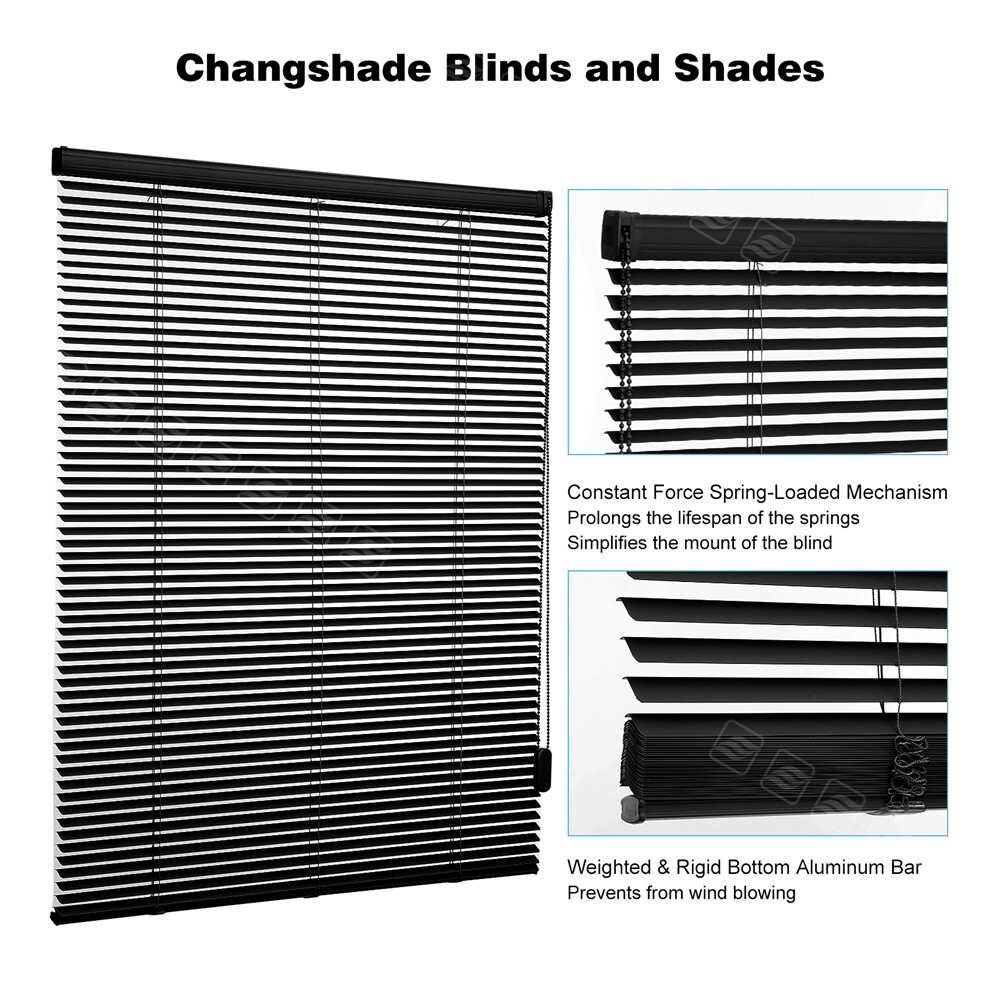 Changshade 1inch Window Shades CUSTOM SIZE Blackout Corded Horizontal Blinds