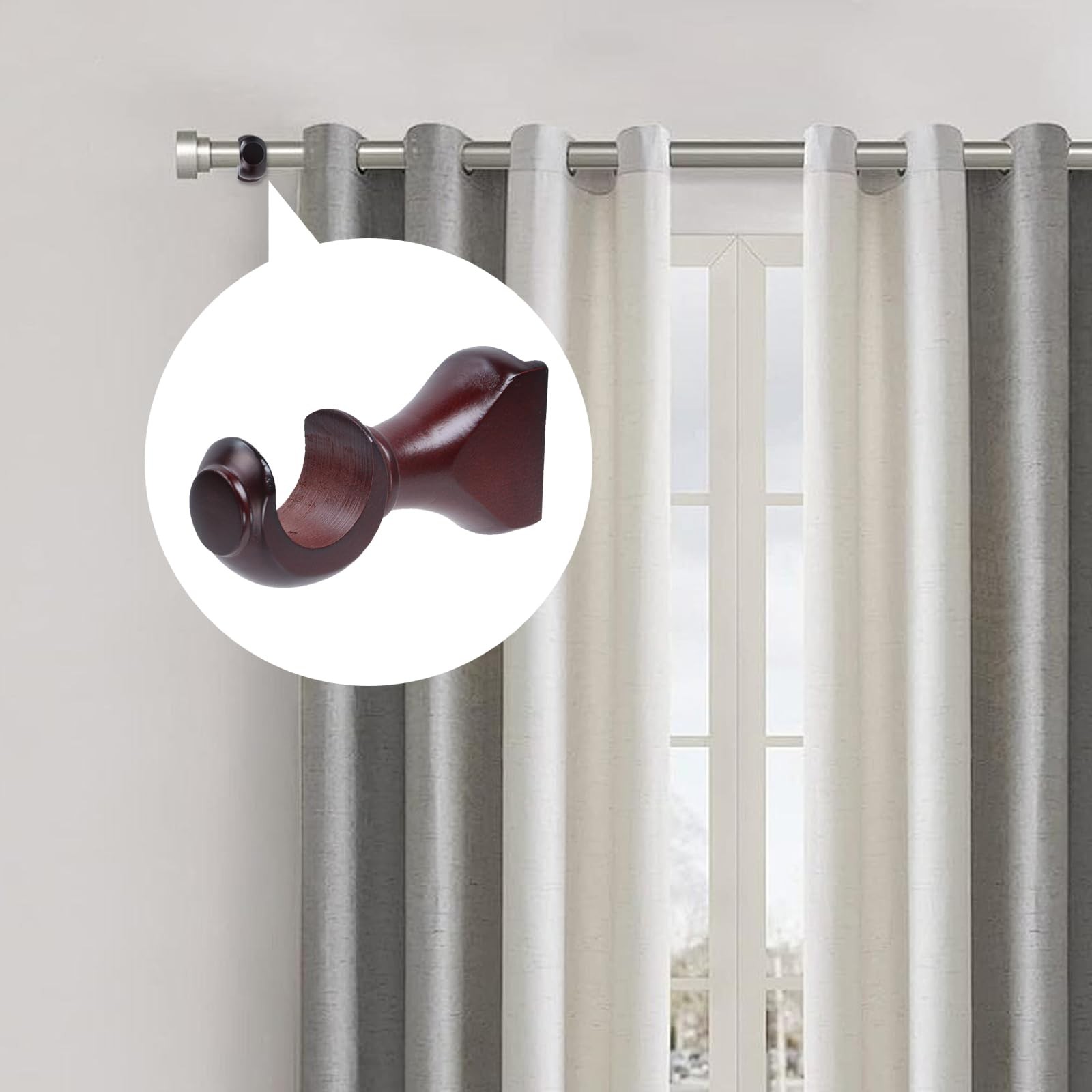 Wood Curtain Rod Brackets,White Support Bracket,Window Curtain Hooks for Curt…