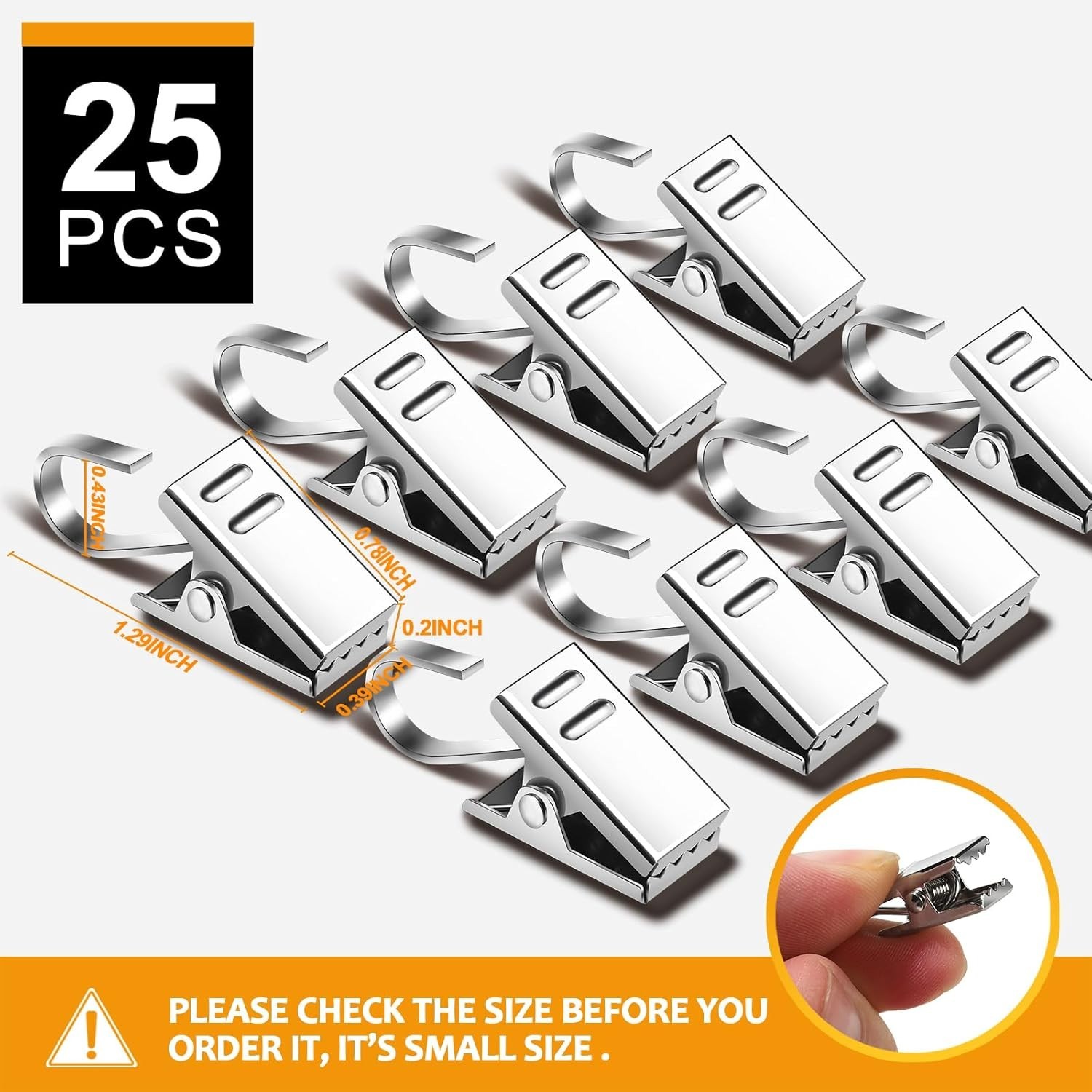 25 Pack Curtain Clips for Hanging Curtain Hooks, Stainless Steel Curtain Hook…
