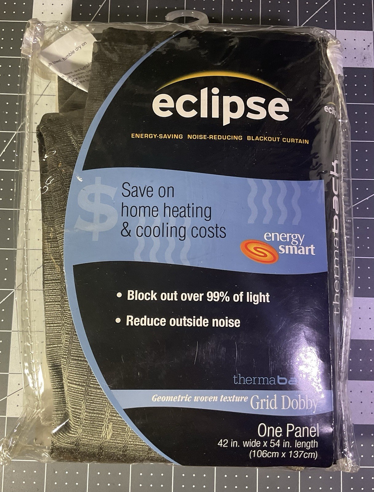 Eclipse Blackout Samara-Crepe 1 Rod Panel Window Curtain 42”x54”