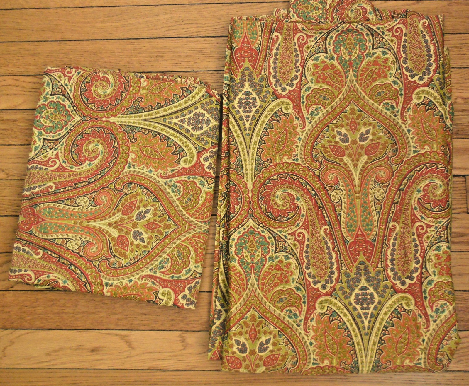 2 Waverly Home Classics Cashmere Ruby Paisley Drapery Panels 84″ L Unlined New