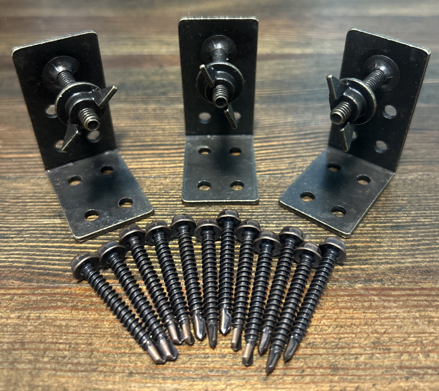Woven Wood Shade Antique Brass Brackets (set Of 3) W 12 Fasteners