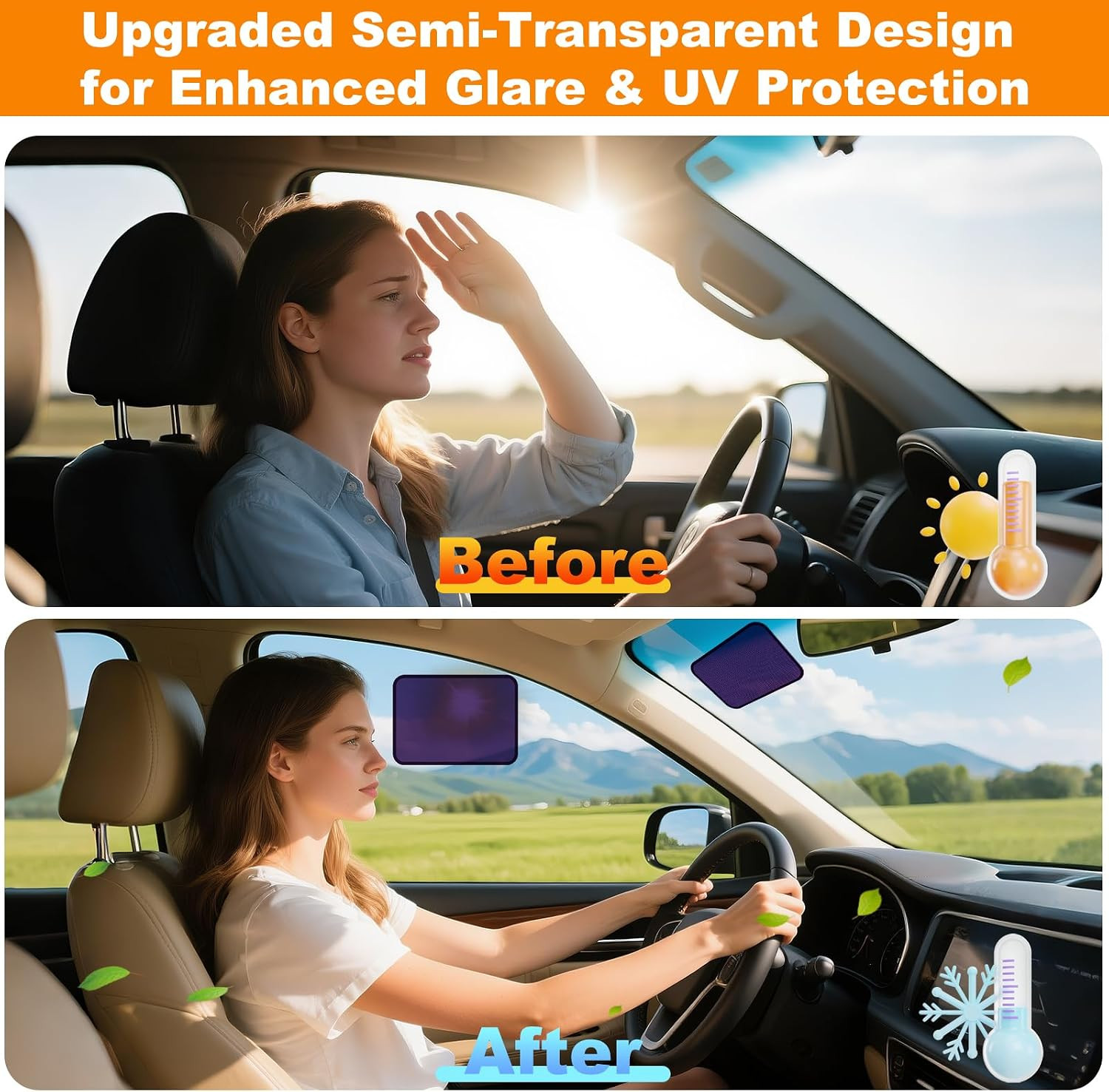 Small Cling Car Window Shades for Windshield & Side Windows – Universal Fit (9.8