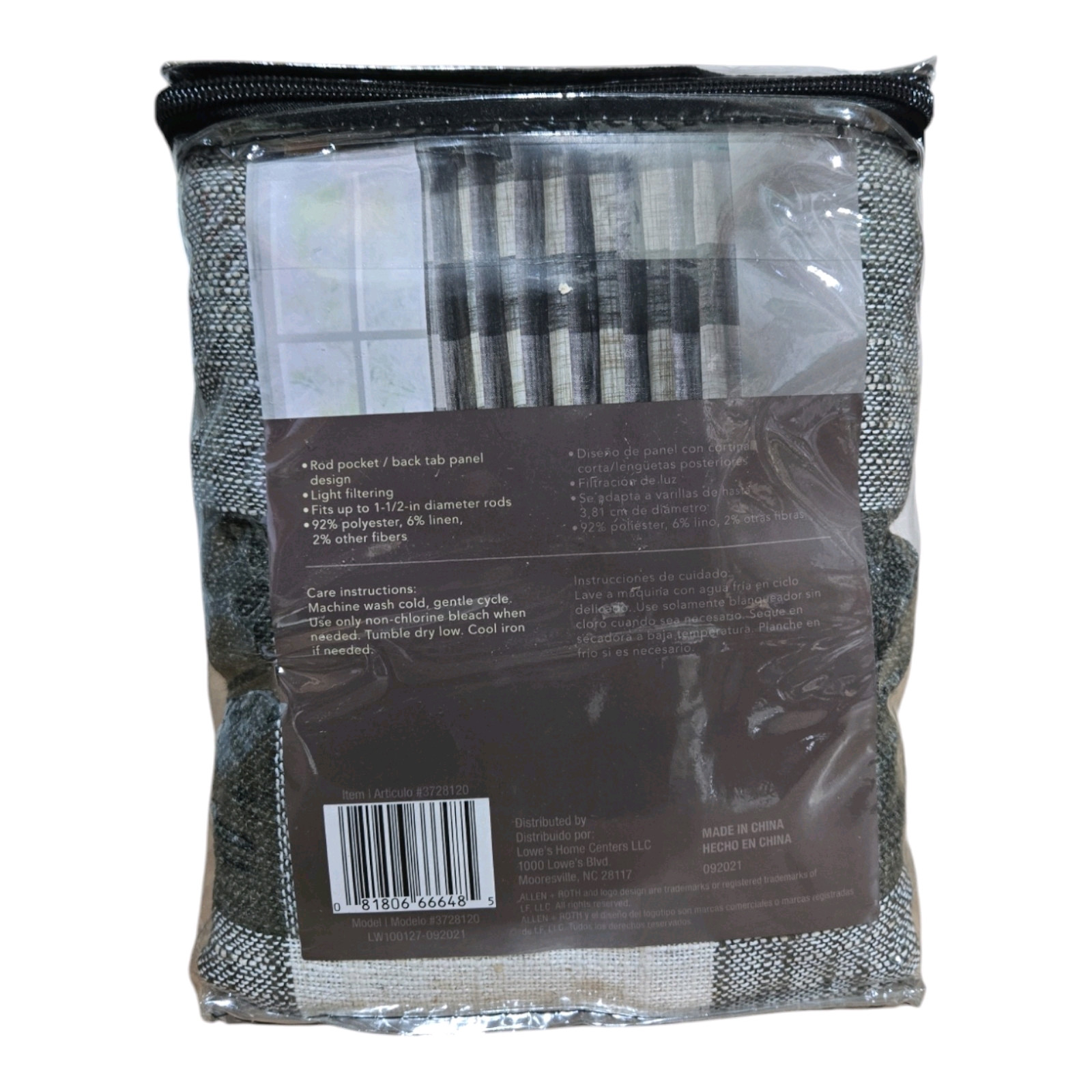 Allen + Roth 95-in Black Light Filtering Back Tab Single Curtain Panel