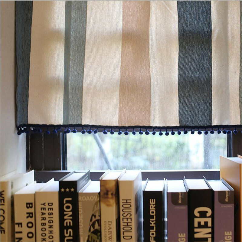 Stripes Short Curtain for Kitchen Cabinet Door Window Drape Valance Treatment