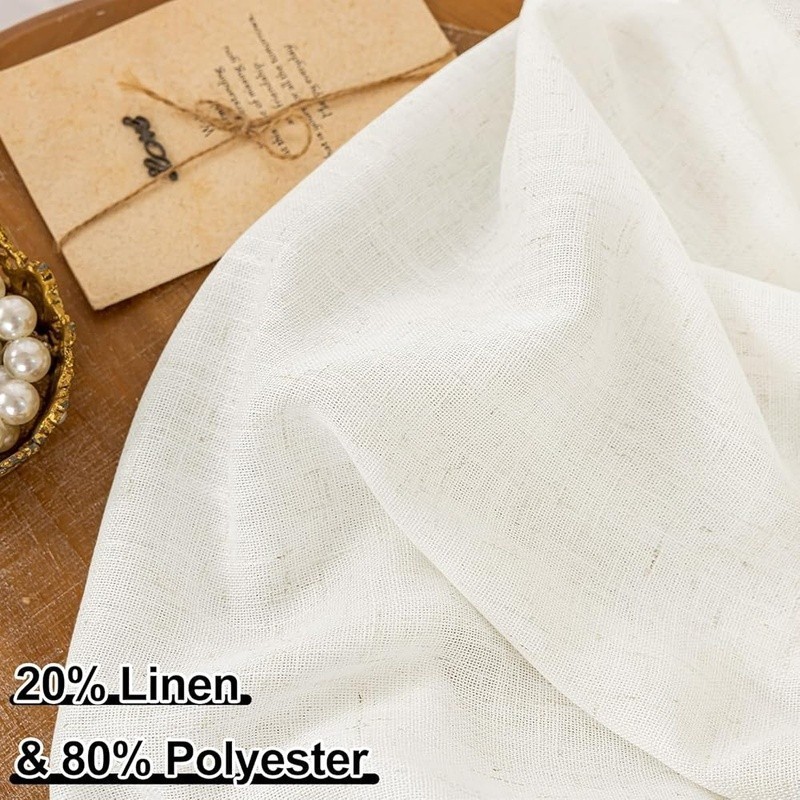 Premium Linen Curtains Semi-Sheer Ready-to-Hang W/ Dual-Rod Pocket 2 Panels New