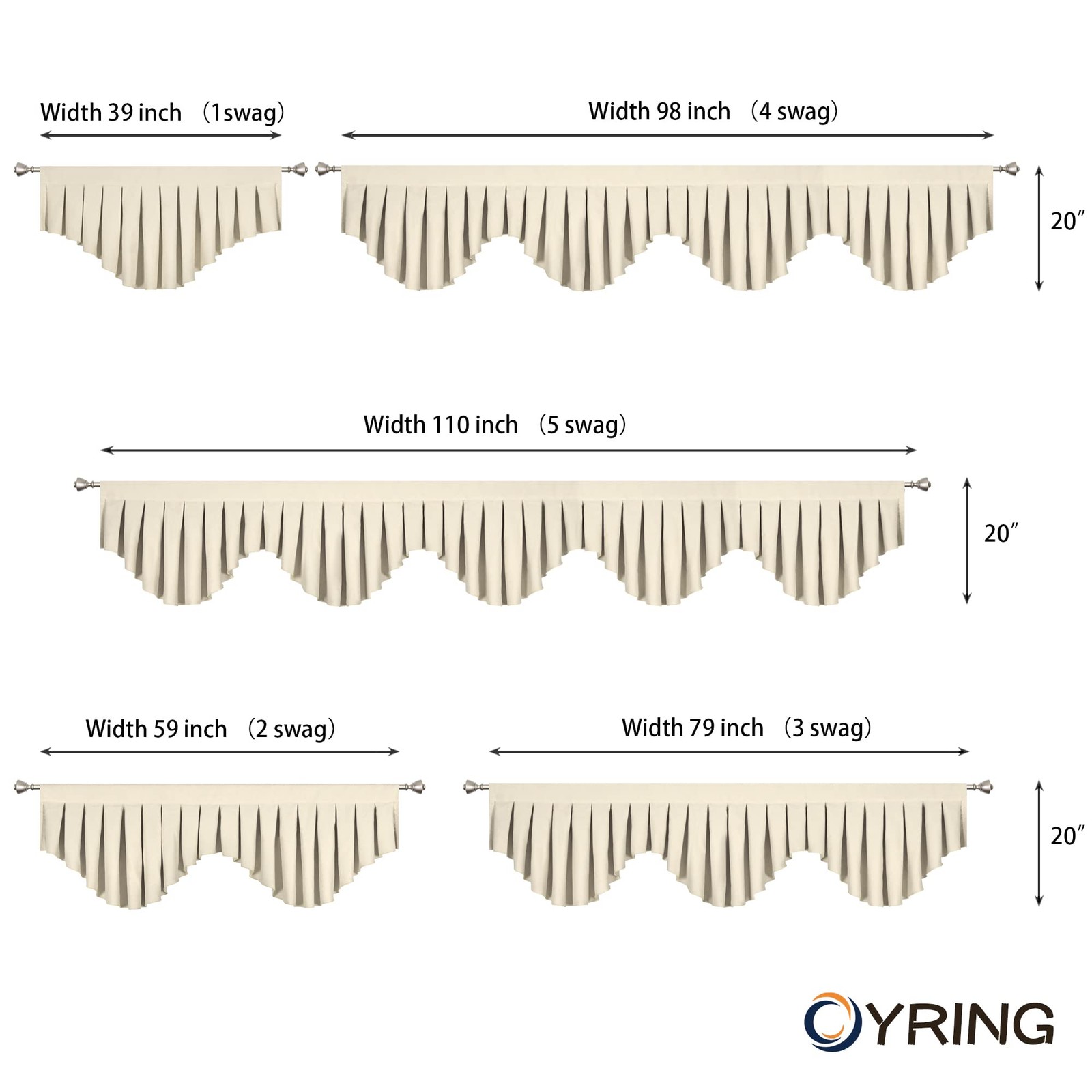 Oyring Blackout Curtain Valances Beige Valances For Windows Rod Pocket Window