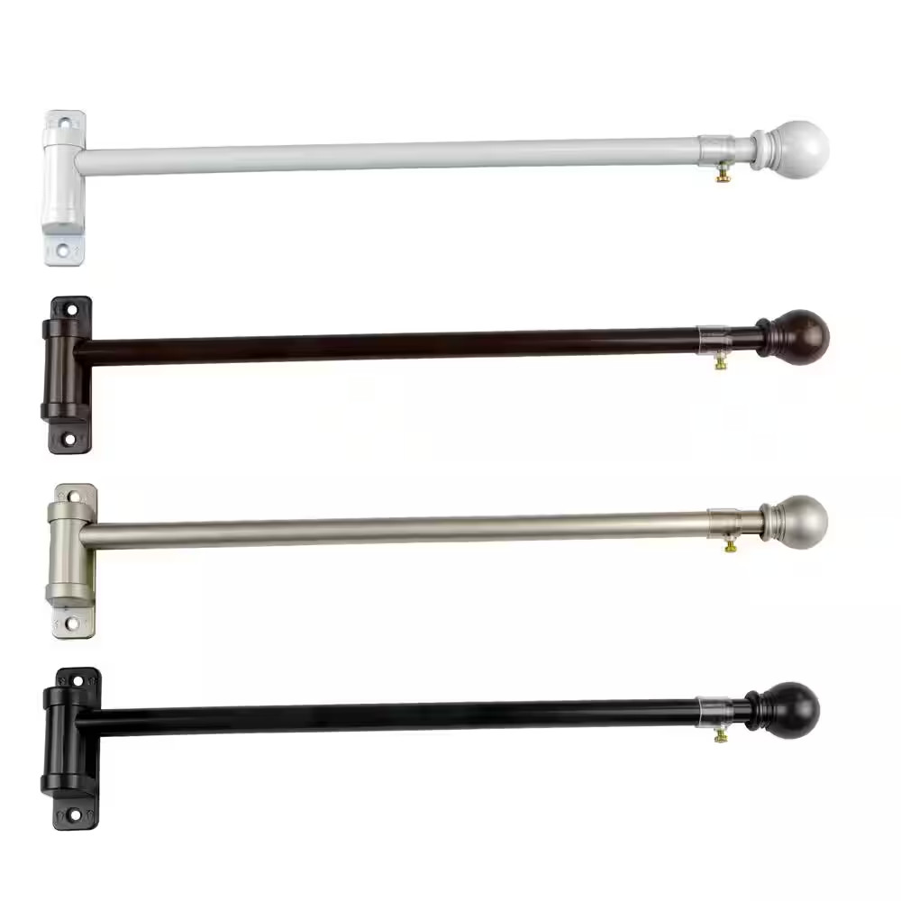 EMOH 17″-26″ Adjustable Swing Curtain Rod 5/8″ dia. in Black NEW