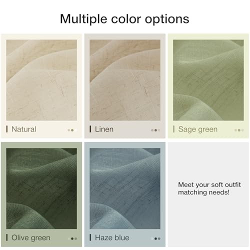 Linen Curtains for Living Room 54 Inch Length 2 52″W x 54″L (Pack of 2) Natural