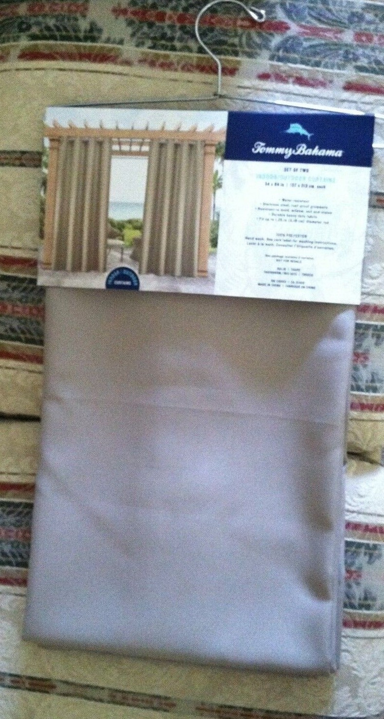 Tommy Bahama Curtains 2 Indoor Outdoor New 54 x 84″ Taupe Water Resistant