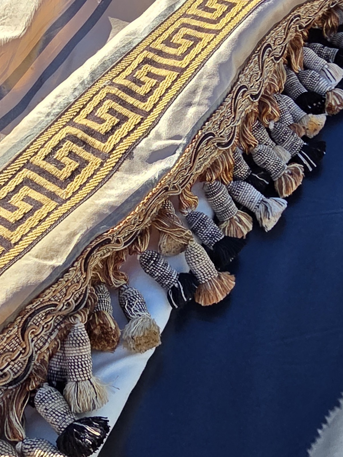 Versace Style Gold/Black Interlined Drapes Set 127″ X 36″ Each Vintage Hand Made