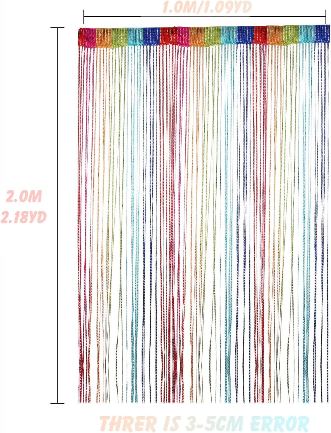 Door String Curtain, Wall Panel Fringe Window Room Divider Blind, Home Patio Bed