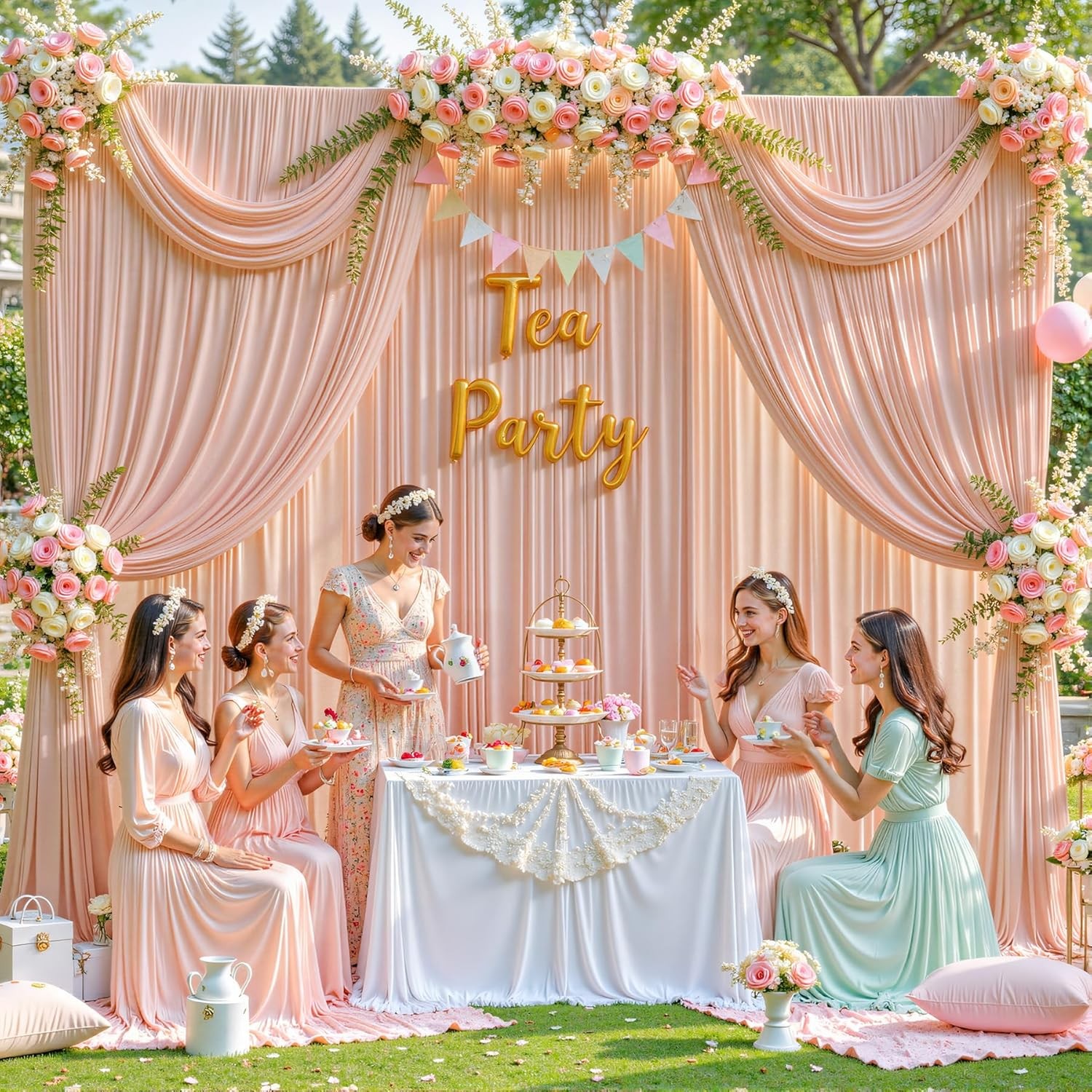 40ft x 10ft Wrinkle Blush Pink Backdrop Curtains for Wedding Parties Curtain