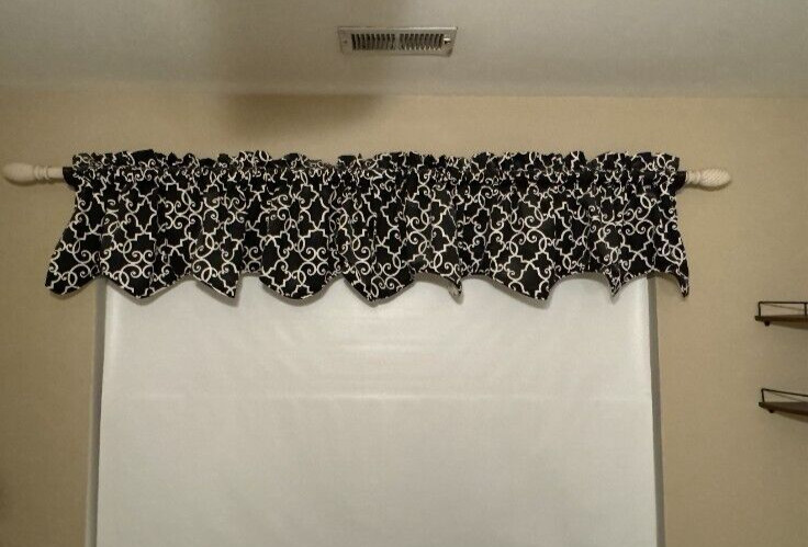 Black and White Valance for Windows 2 Piece Set 68×16 Inches