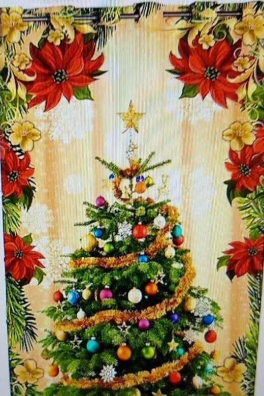 Ekavya Christmas Curtain window door Drapes two 84×48 panels grommet holiday