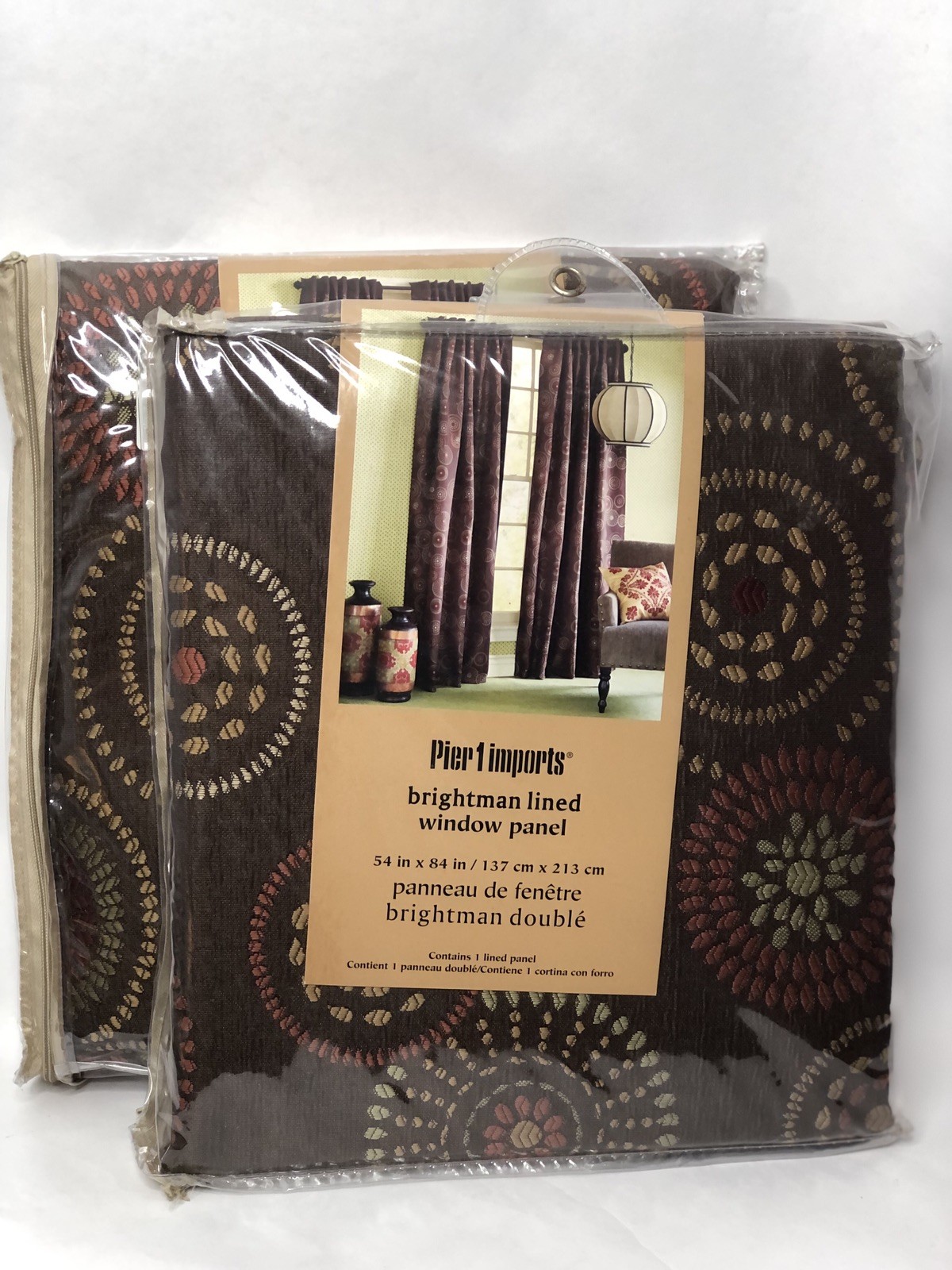 2 New Pier 1 Imports Brightman Linen Window Panels 84” X 54”