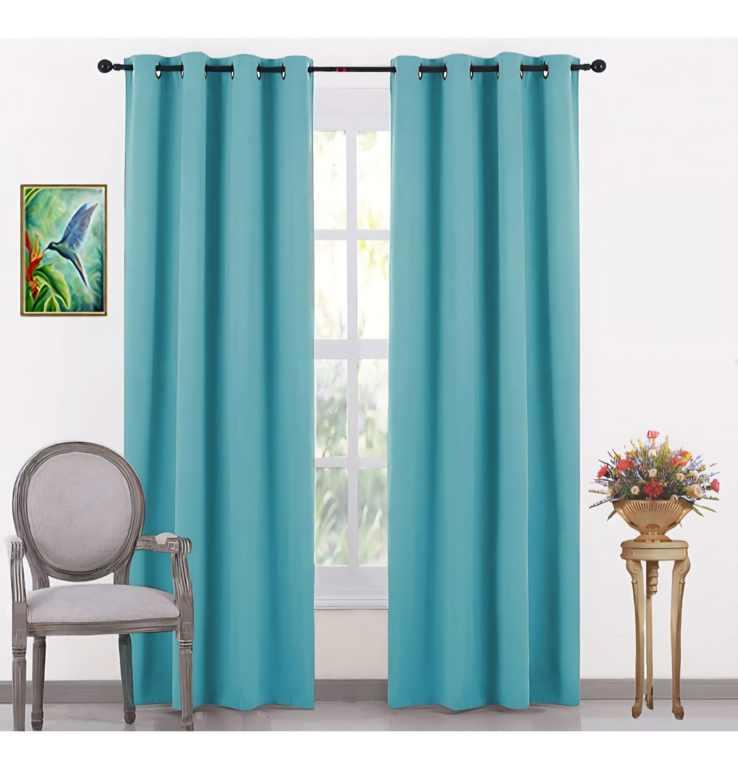 100% SOLID BLACKOUT CURTAIN 2 PIECE GROMMET FOAM LINED WINDOW CURTAIN
