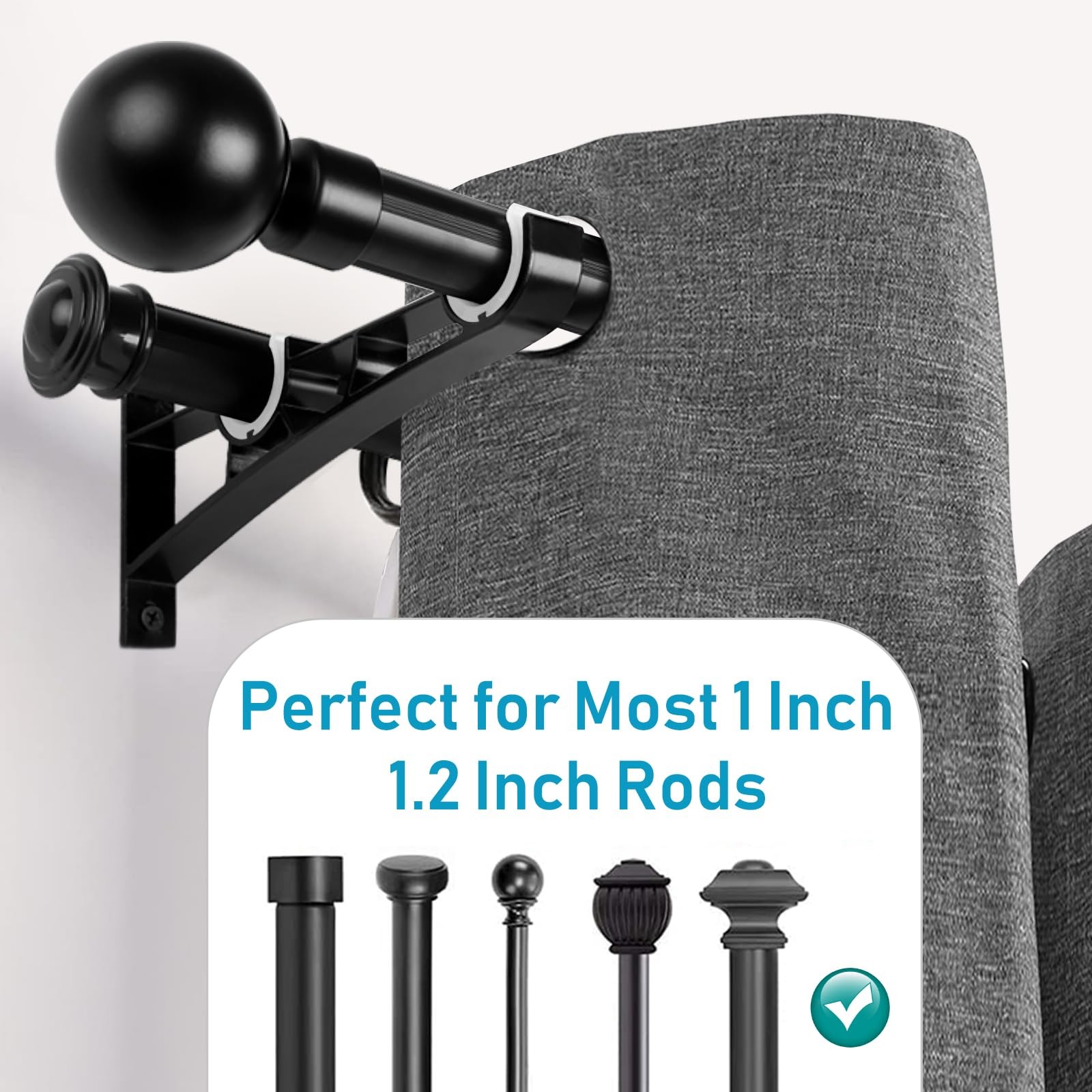 Curtain Rod Bracket, 3 Pack Double Curtain Rod Brackets, Heavy Duty Drapery Hold