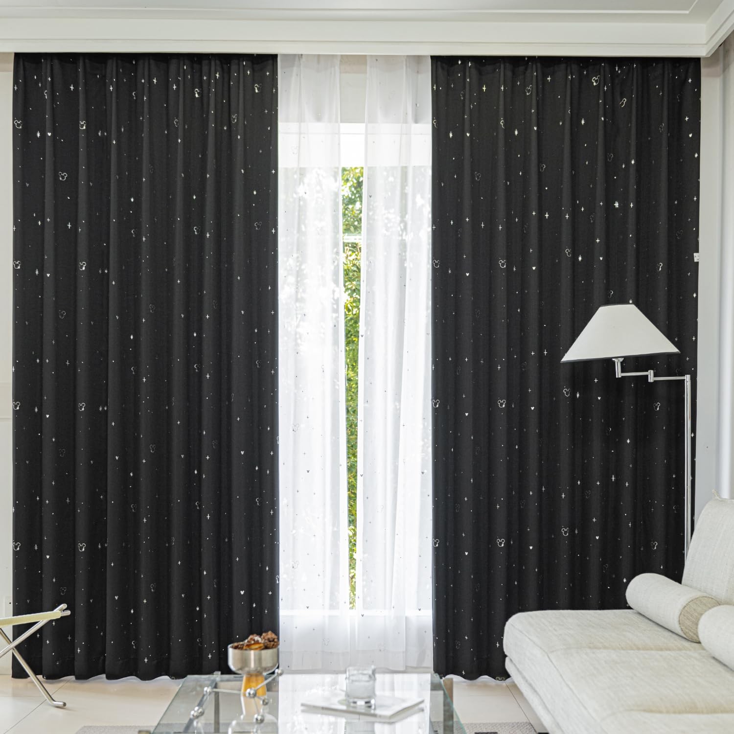 Disney Mickey Mouse Curtains & Lace Set of 4, Level 2 Blackout, 100cm x 135cm