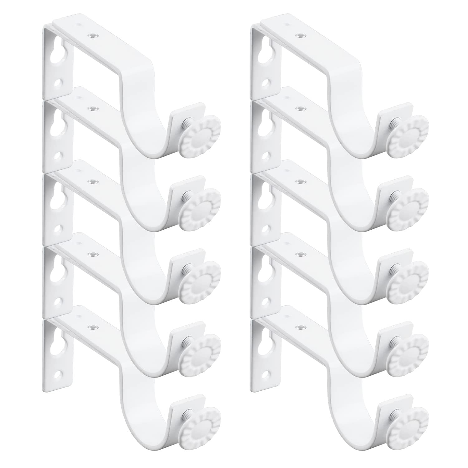 White Adjustable Curtain Rod Brackets 10 Pack Drapery Rod Bracket for Maximum…