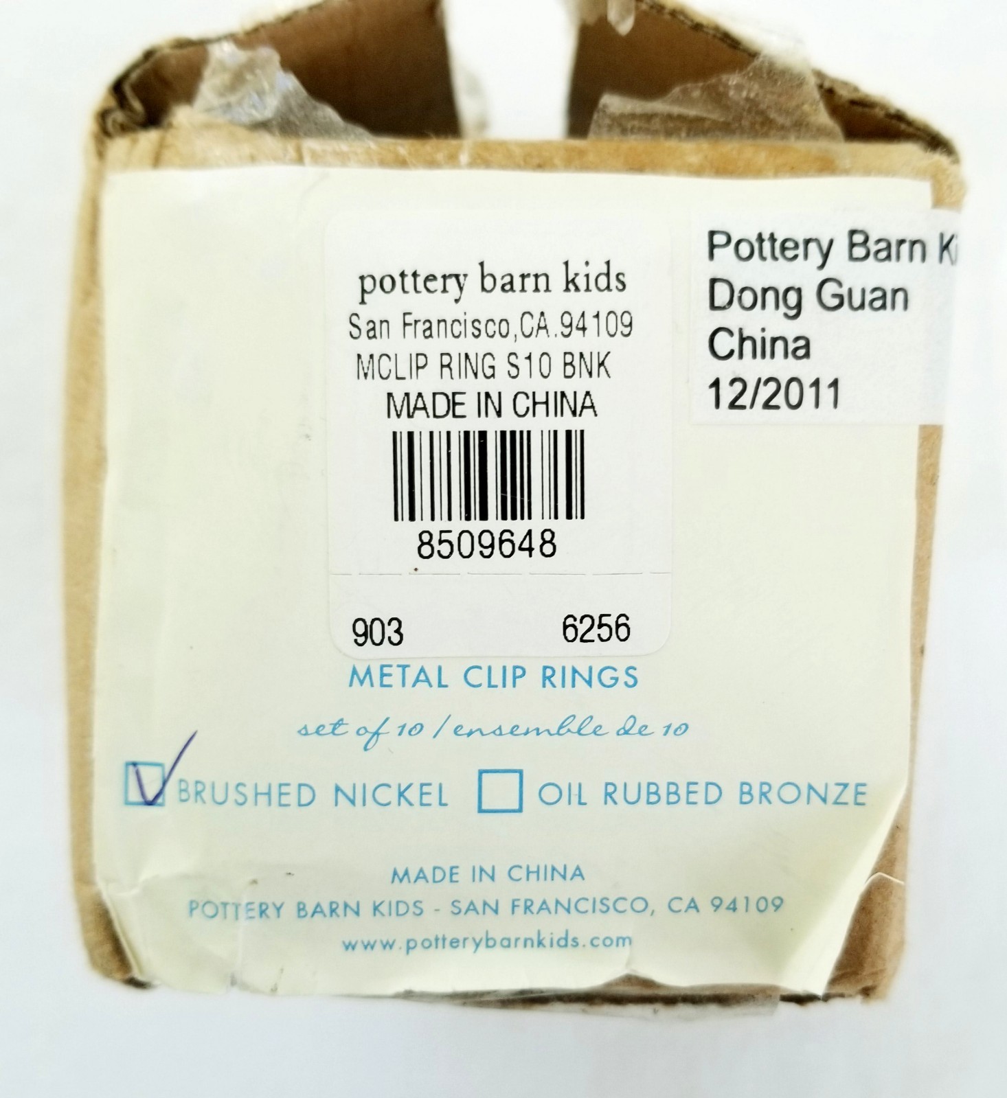 Pottery Barn Brushed Nickel Metal Drapery Clip Rings Set Of 10 New In Box