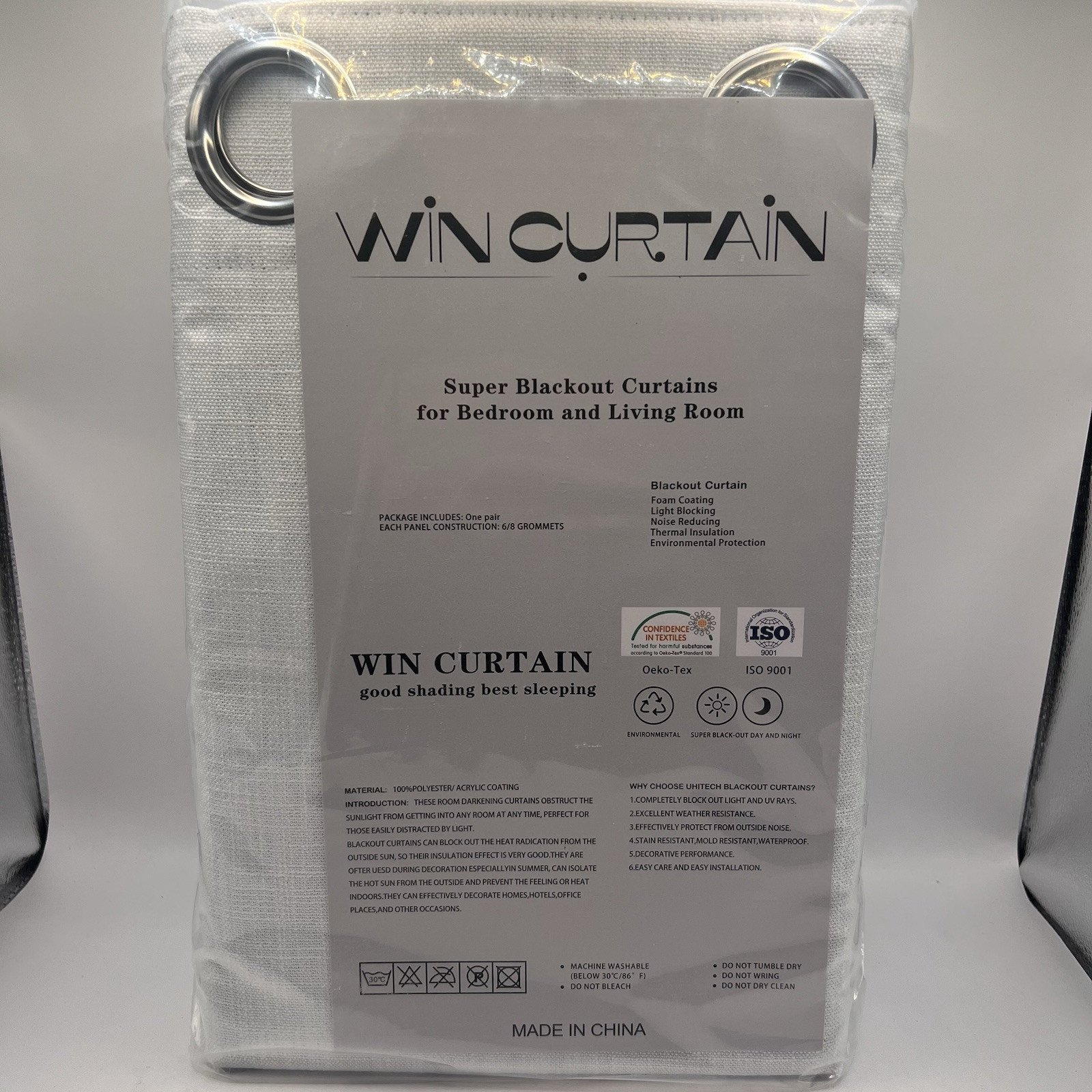 Win Curtain Blackout Window Curtains 2 Panel White Grommet 50”x84” New
