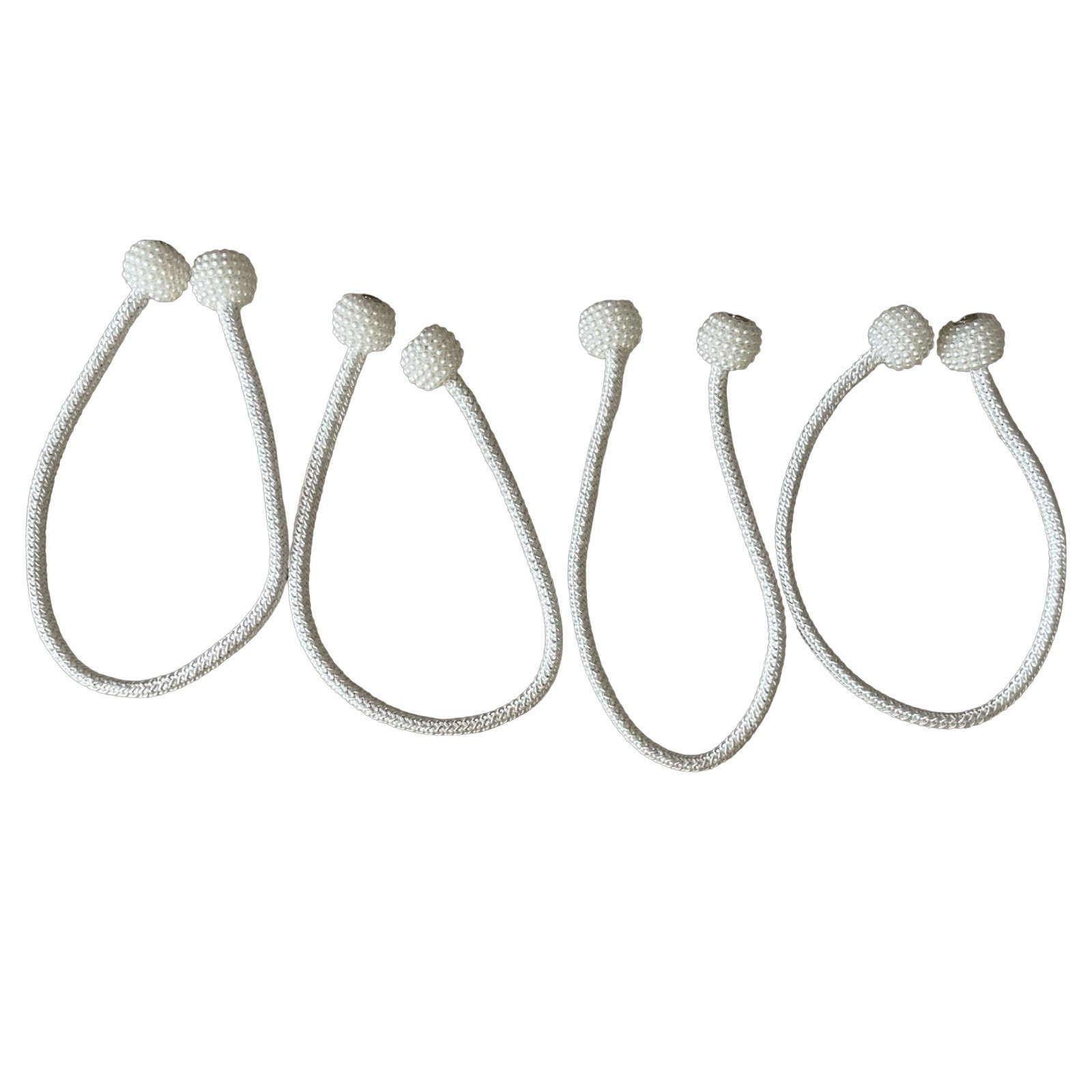 4 Magnetic Curtain Hook Tieback Clip Curtain Buckle Holder Set White Pearl Beads