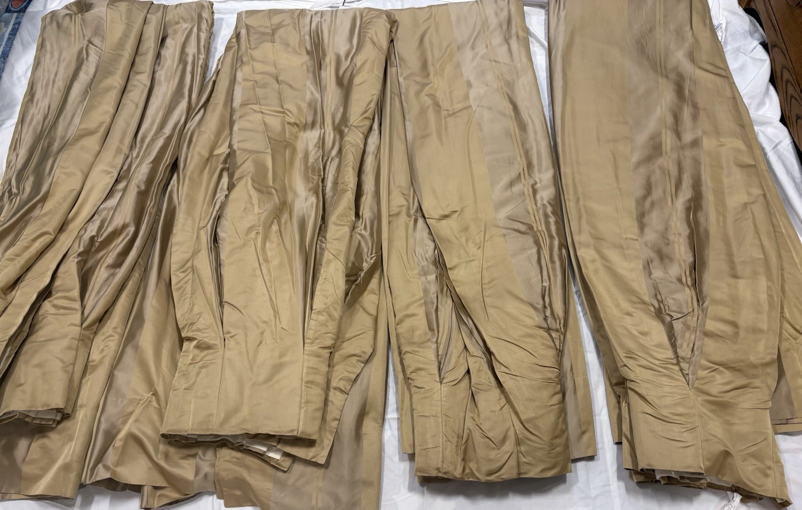 Restoration Hardware Thia Silk CurtainsPleated Interlined Thermal/ Gold/Tan