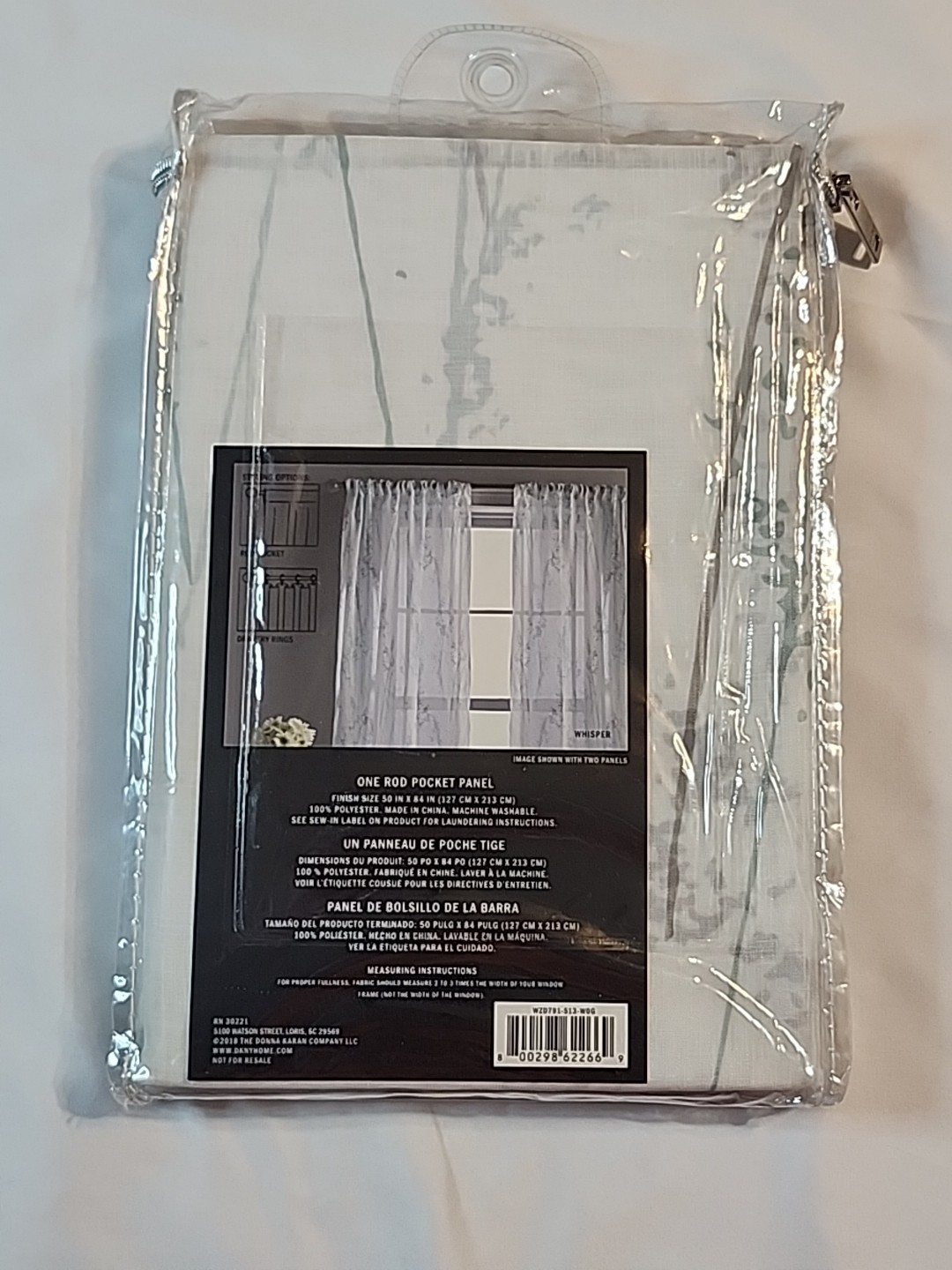 DKNY Single Rod Pocket Panel 50″x84″ Sheer 1.25 in Diameter Rod Paisley