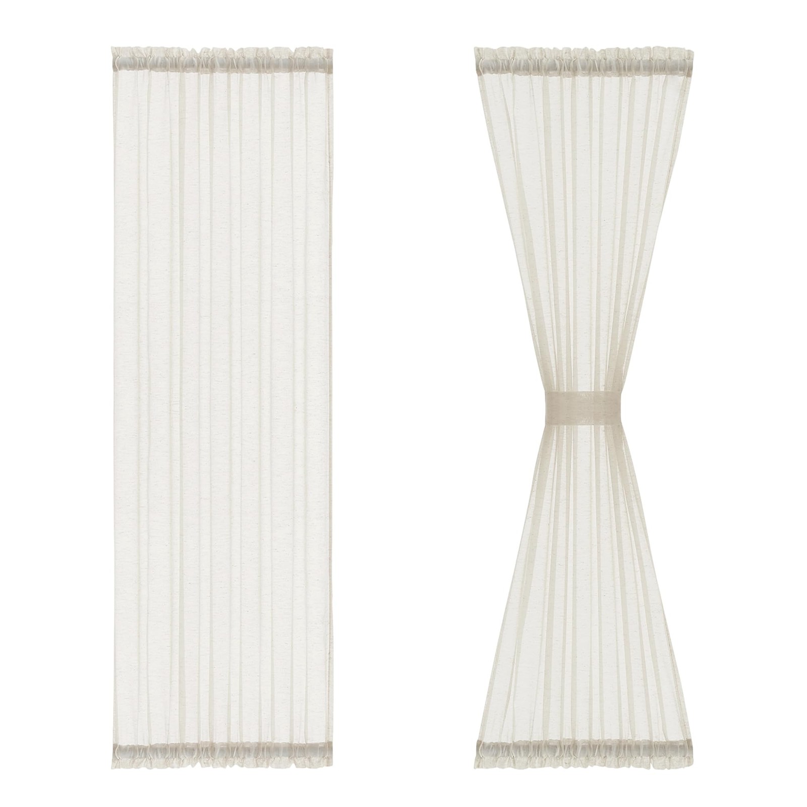 Linen Sheer Side Door Curtains 40 Inches Long for Front Glass Door Patio Door…