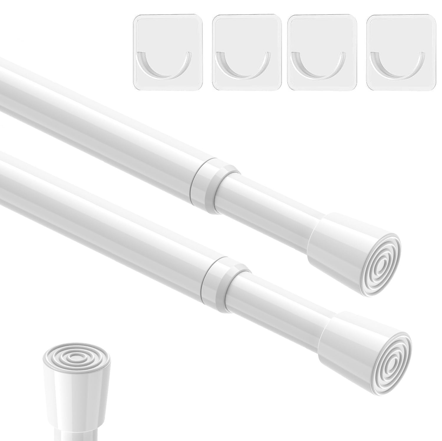 2pcs Spring Tension Rods Adjustable 26 to 39 inch Small Tension Curtain Rod No D