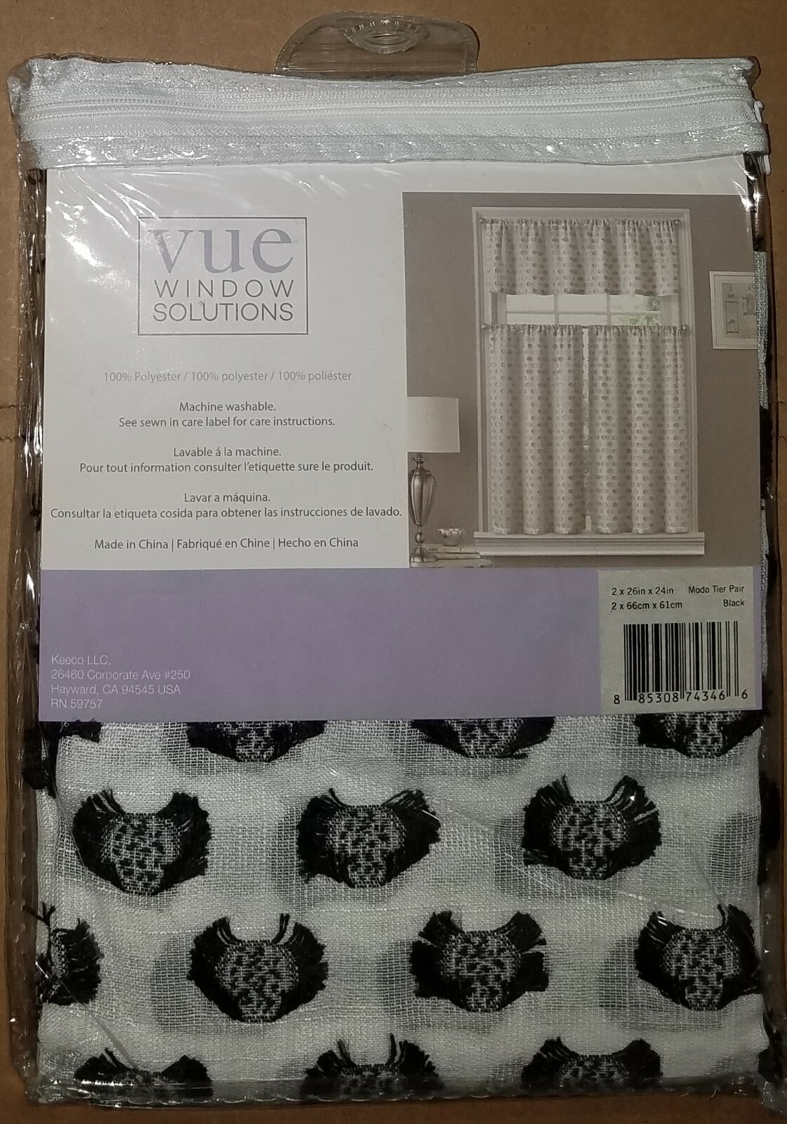Vue Window Solutions Modo Window Curtain Tier Pair Bathroom Living Room NEW